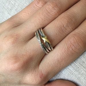 David Yurman Sz 6 18K Gold-Silver Crossover Ring